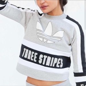 Adidas Logo Crop Sweatshirt Three Stripe Logo
